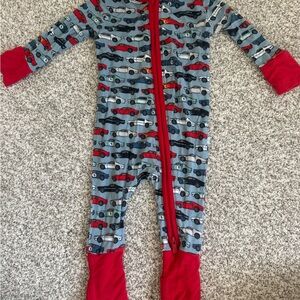 Posh Peanut Blue and Red Car Print Footie